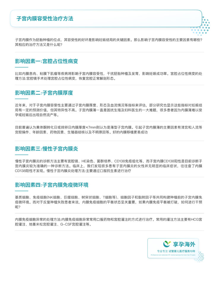 子宫内膜容受性治疗方法